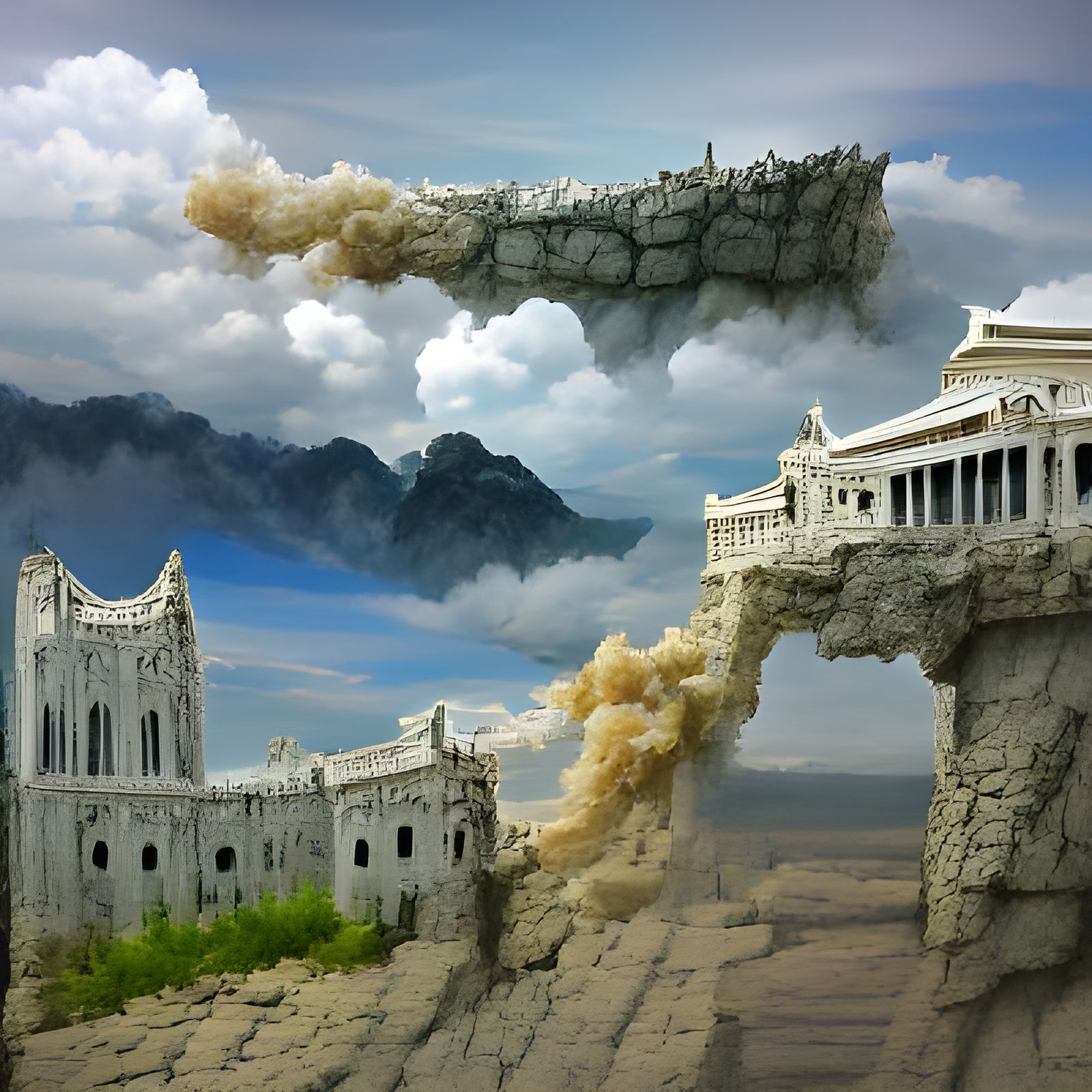 Crumbling Divine Palace: Detailed Matte Painting