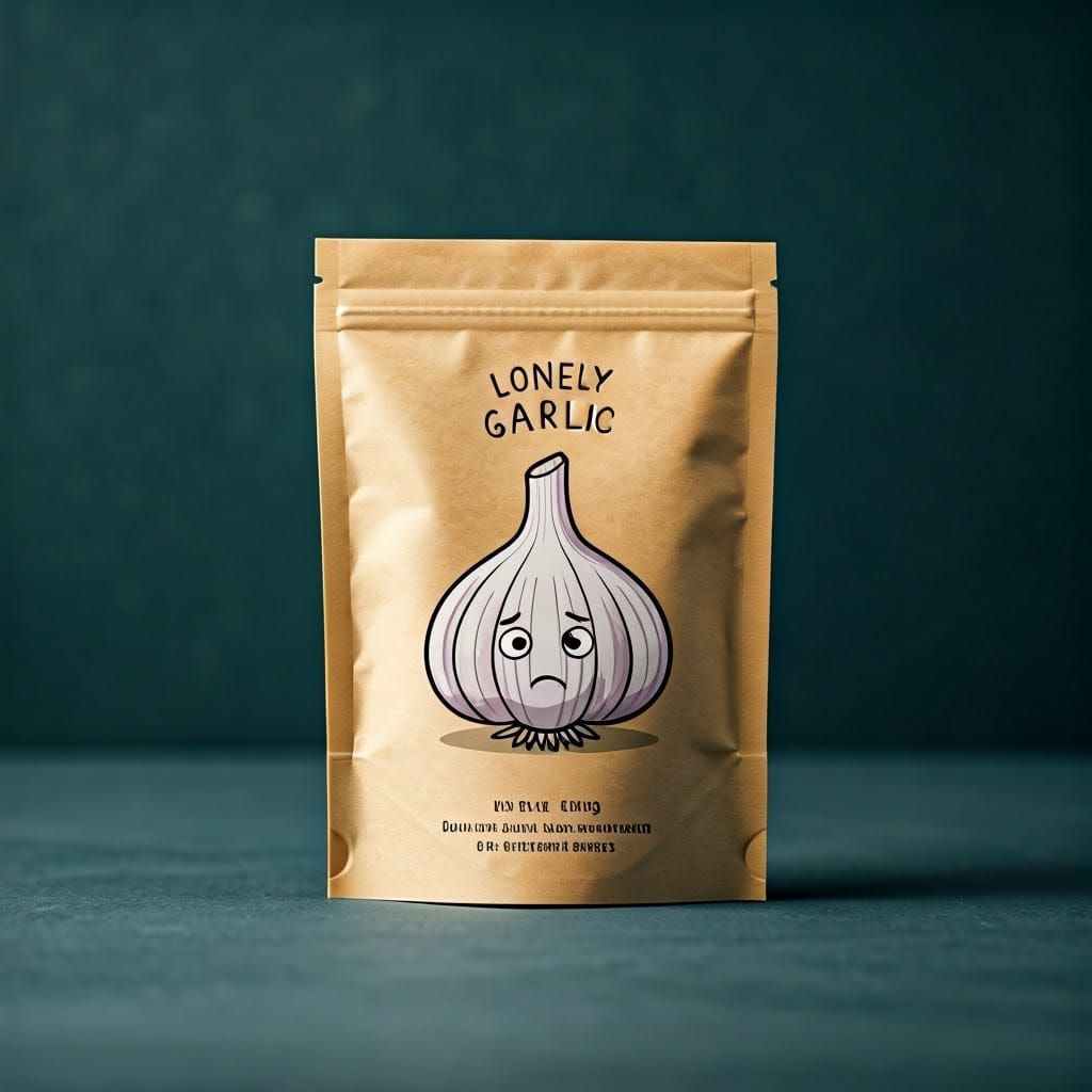 Funny Food Packaging Featuring Lonely Garlic