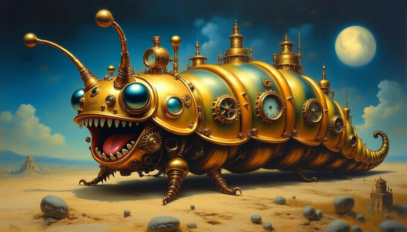 Steampunk Caterpillar: Surreal Anthropomorphic Art
