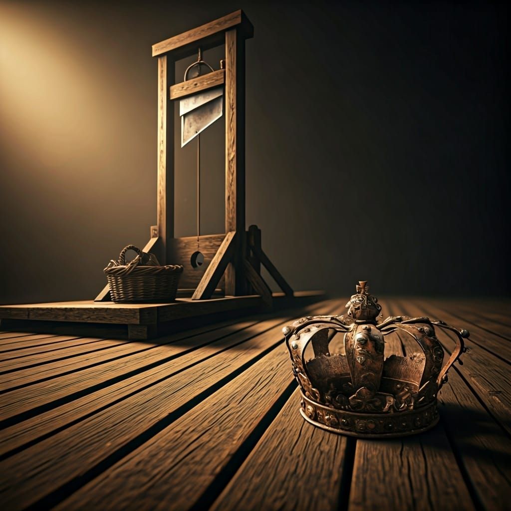 Ominous Guillotine with King's Crown: Hyperrealistic 4K