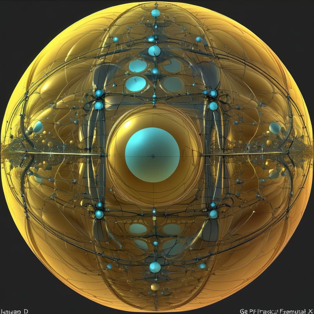 Abstract Symmetrical Structure with Amber Glow