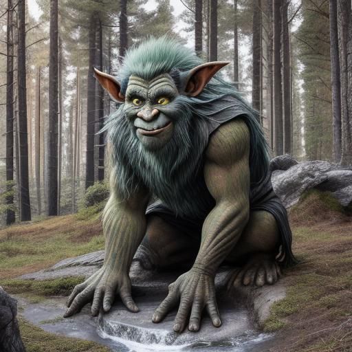 Finnish Troll: Mahhinen or Peikko in Forest