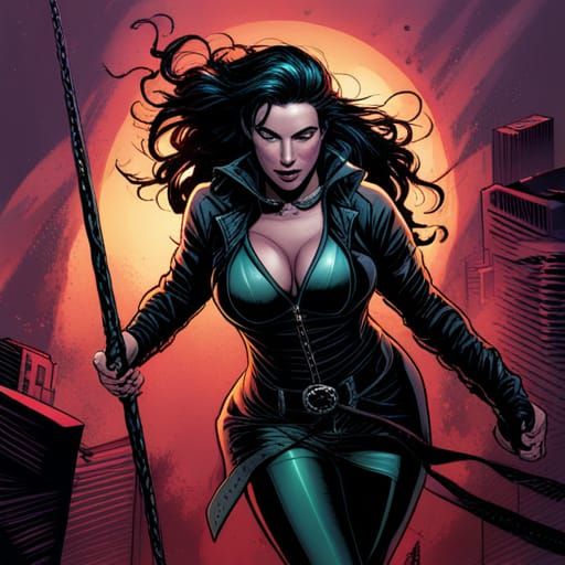 Dominant Plus Size Woman in Comic Book Art Style