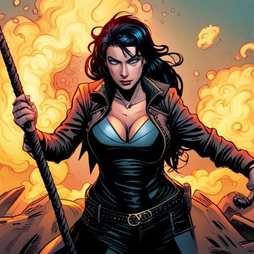 Dominant Plus Size Woman in Comic Book Art Style