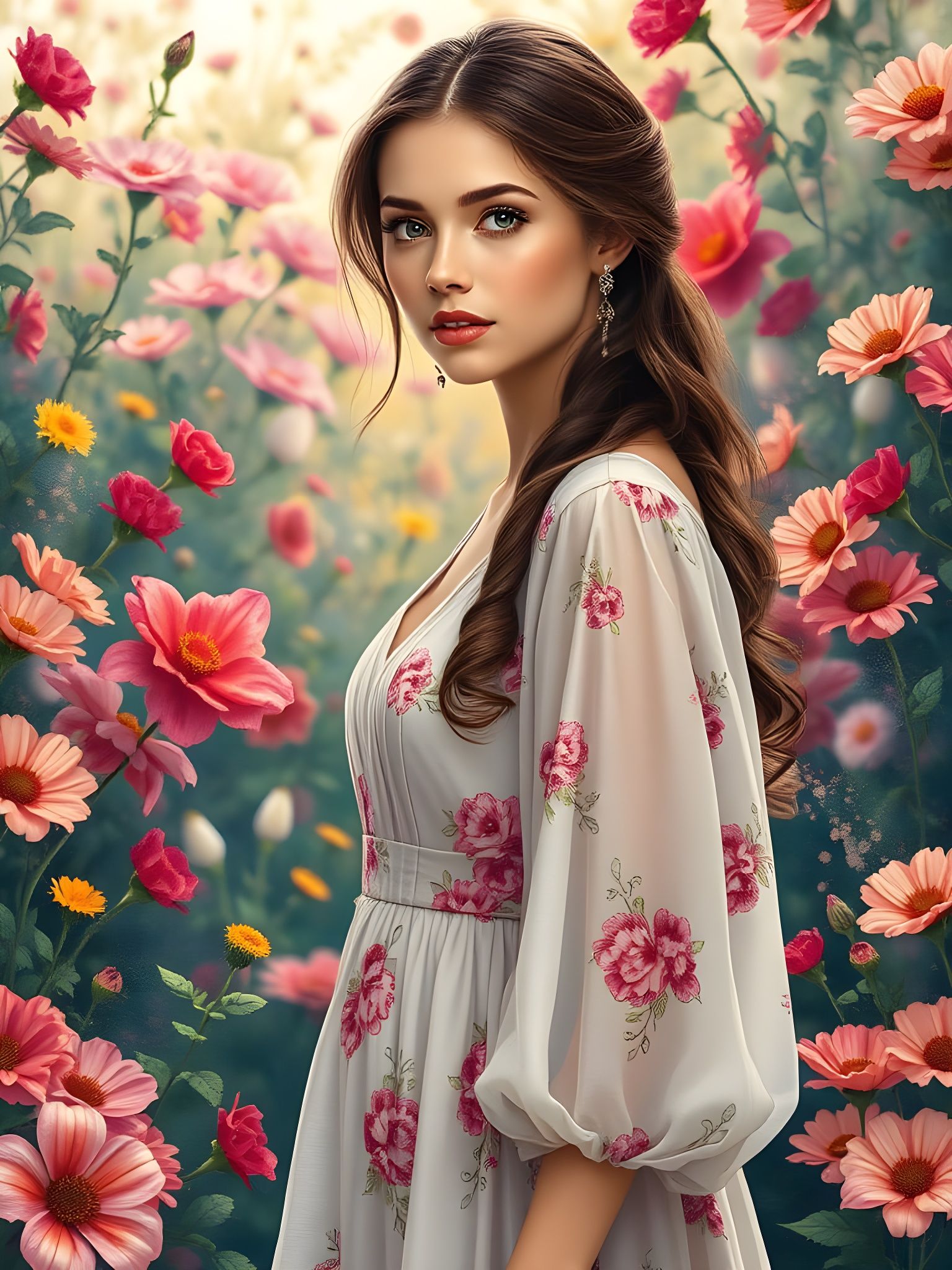 Russian Beauty in a Whimsical Garden