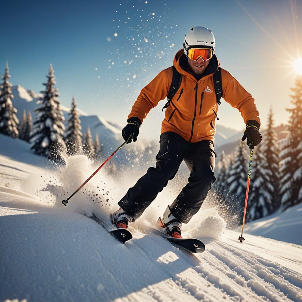 Serene Ski Slopes in Vibrant Digital Art