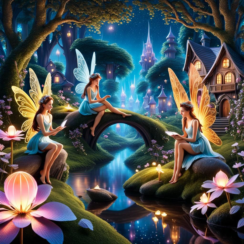Enchanting Fairy Village Scene in Hyperreal Detail