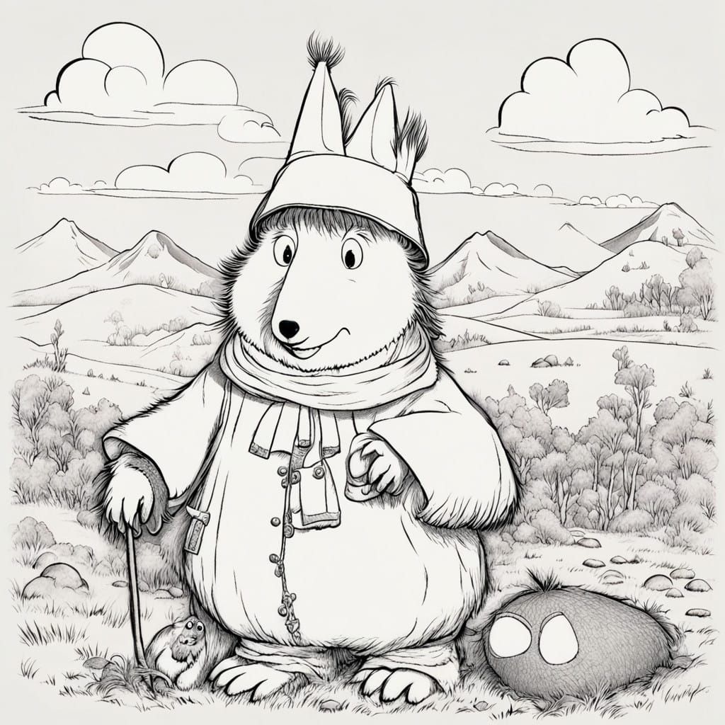 Whimsical Moomin-Womble Hybrid Character