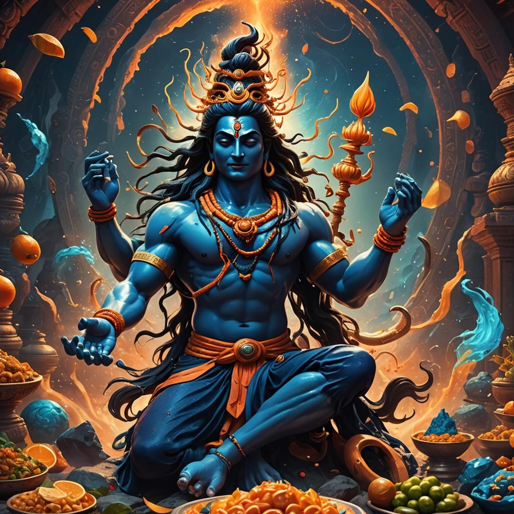 Lord Shiva Saves Universe in 3D Cartoon Style