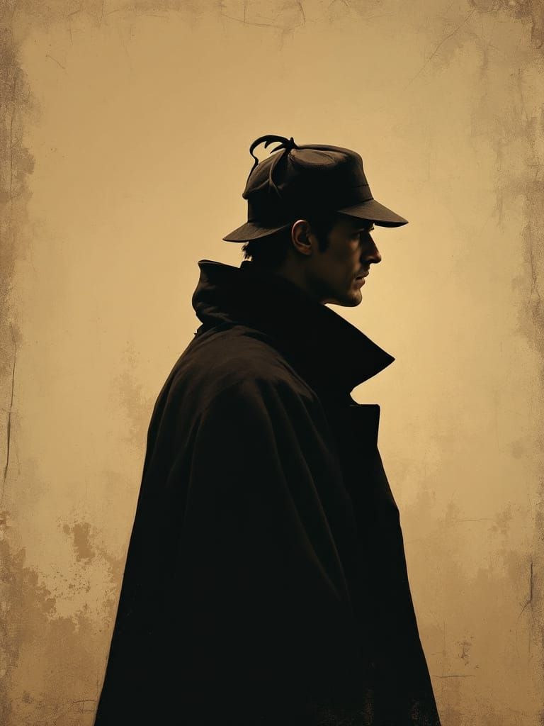 Sherlock Holmes Profile in Earthy Tones, Academic Art Style