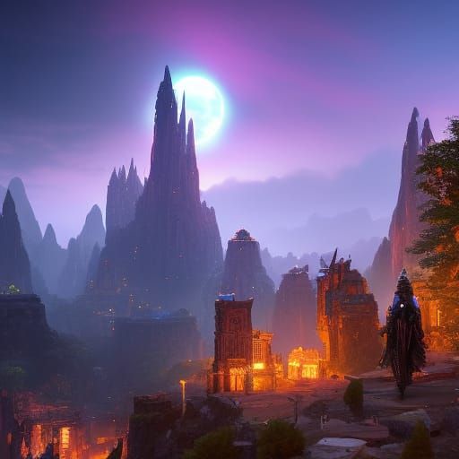 Grumpy Elf in a Fantastical Magic City