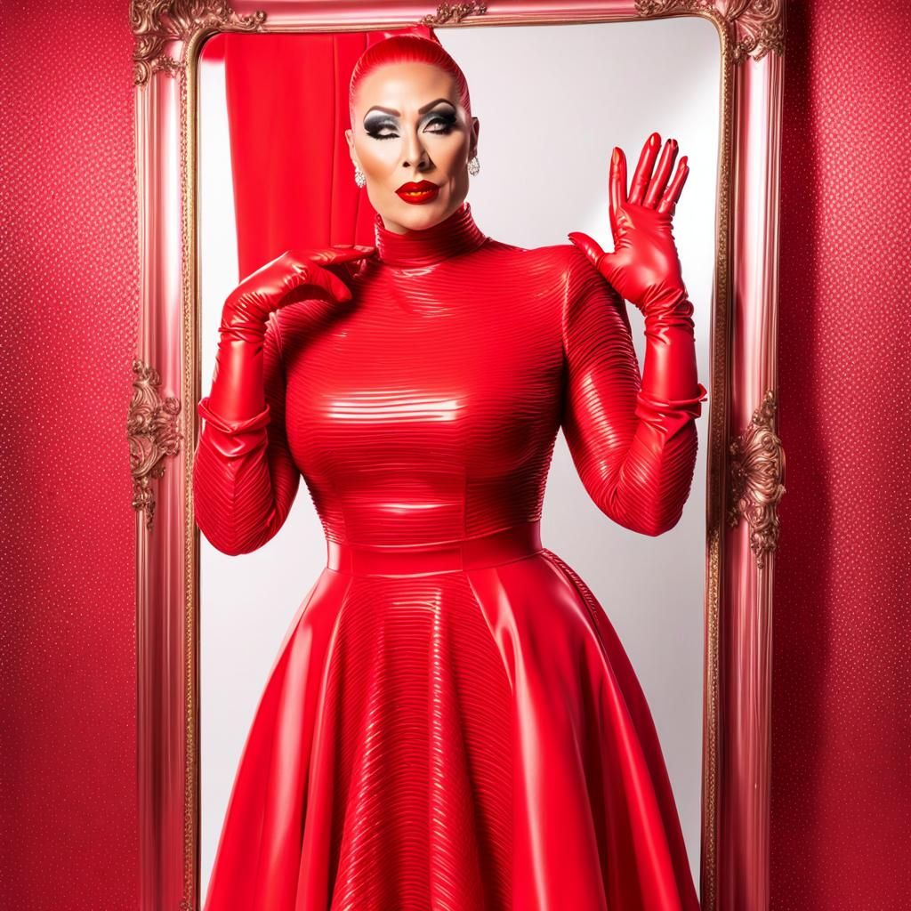 Red Rubber Drag Queen in a Fantasy Wonderland