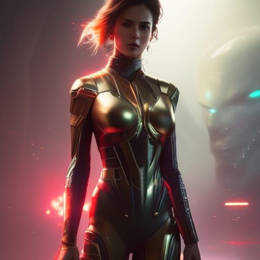 Futuristic Woman in Cyberpunk Style Portrait