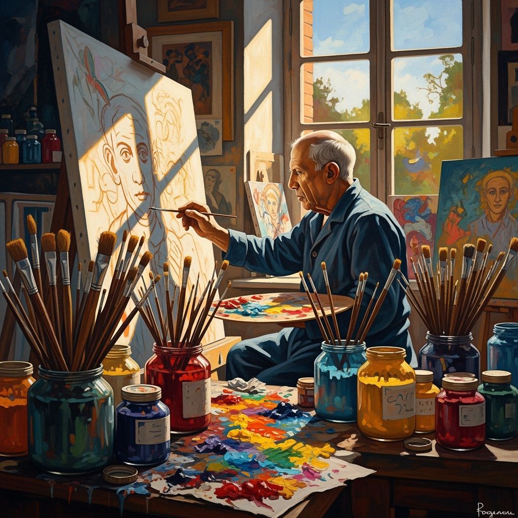 Artist's Studio: Expressionist Oil Painting with Sunlight
