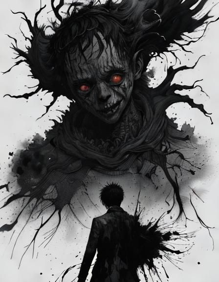 Terrifying Black and White Monster Speedpaint