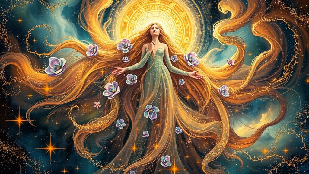 Ethereal Goddess in Cosmic Nebula