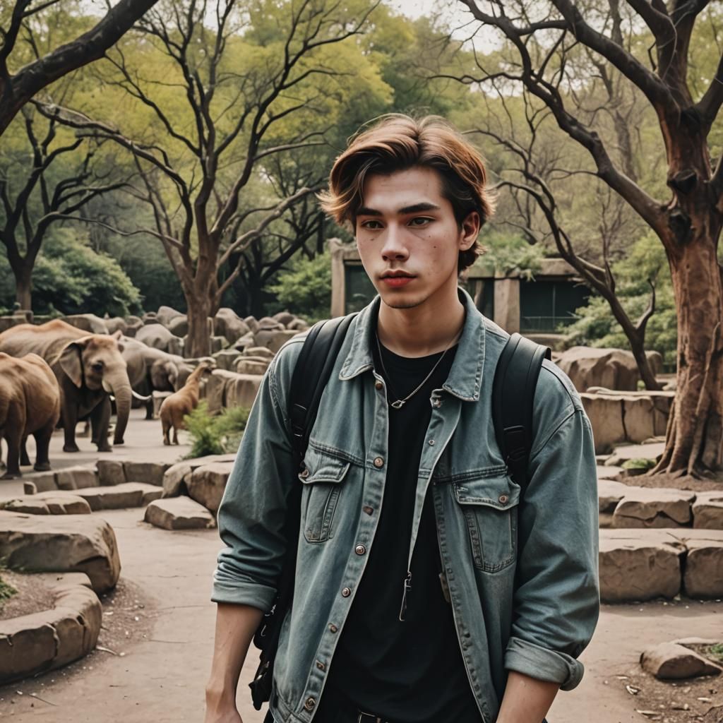 Grunge-Inspired Portrait at the Zoo