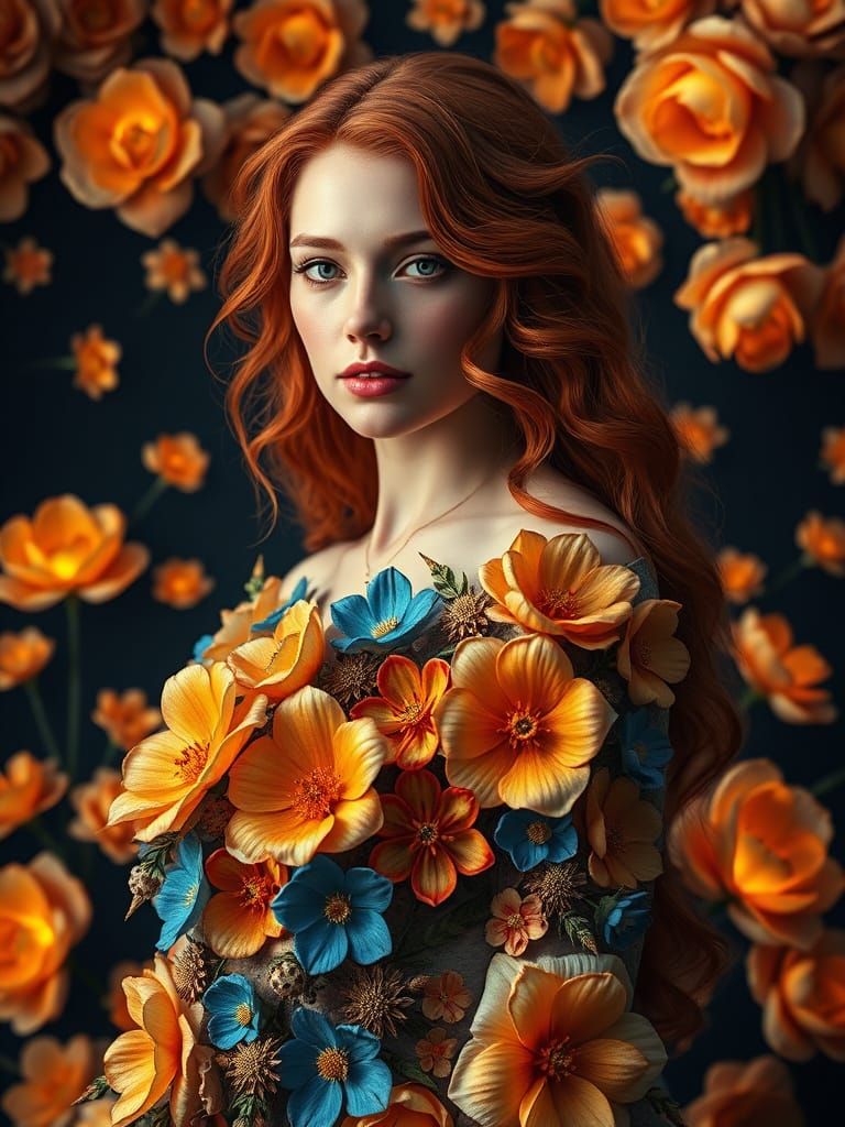 Ethereal Beauty in 3D Floral Dress