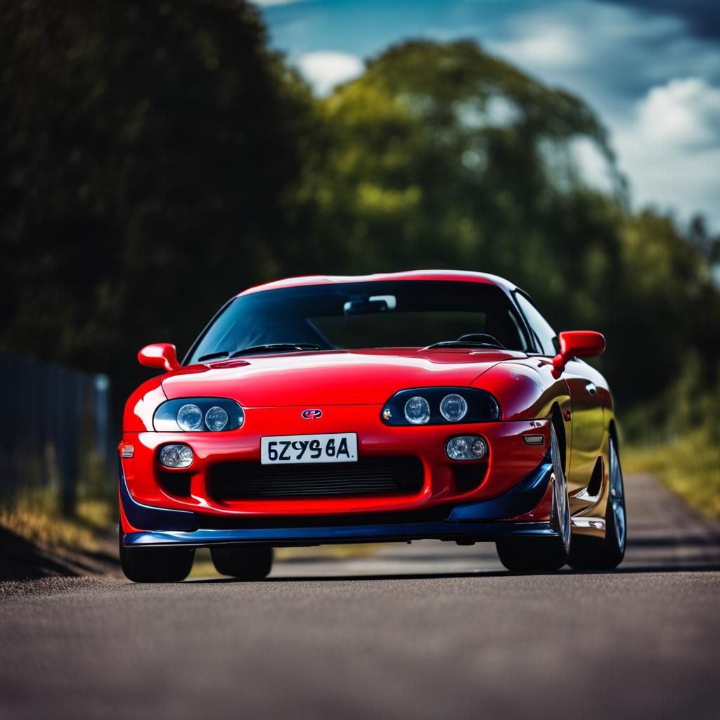 Red Toyota Supra MK4 with Hycade Kit