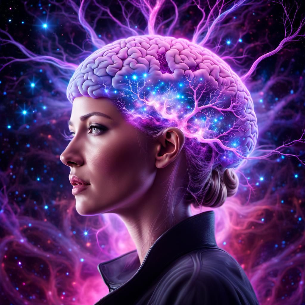 Ethereal Brain: Neurons Form Galaxy in Digital Art