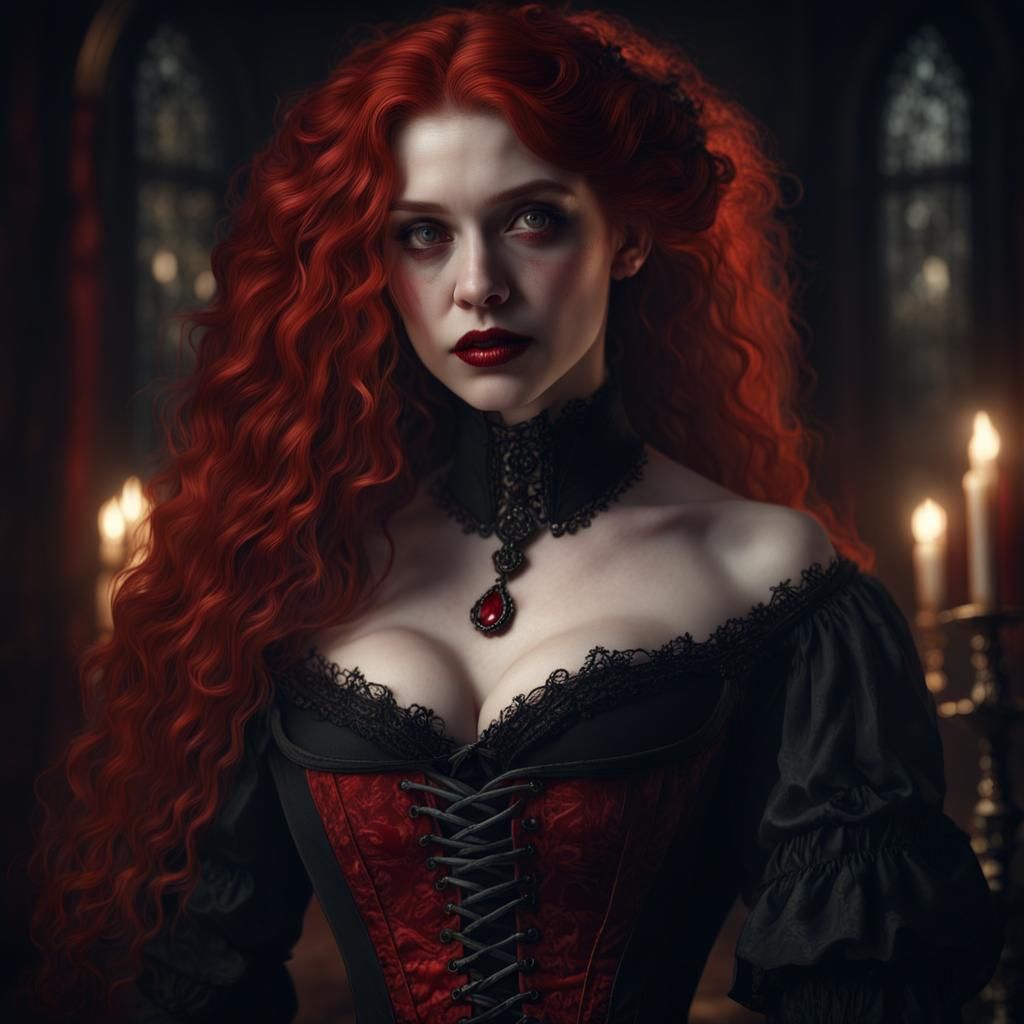 Victorian Gothic Vampire with Red Hair