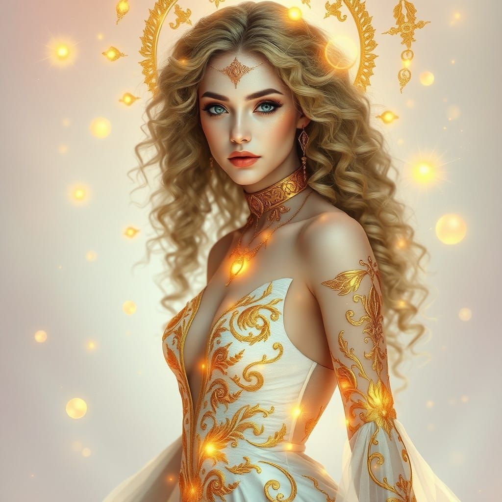Ethereal Goddess in Golden Splendor