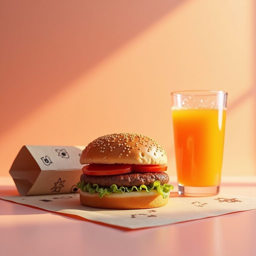 Pastel Fast Food Still Life in Detailed Matte Painting Style