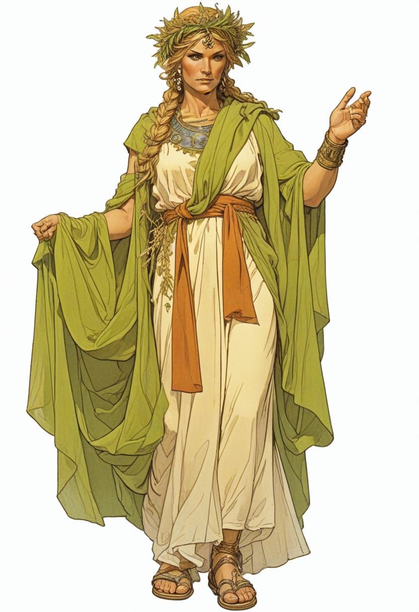 Goddess Demeter in Golden Wheat Field