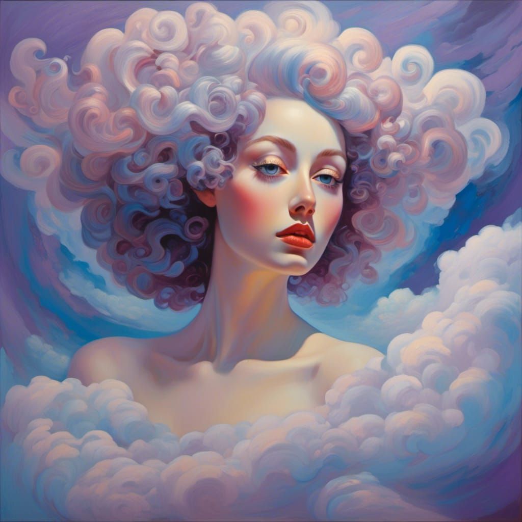 Dreamlike Portrait with Iridescent Curls in Fauvist Style