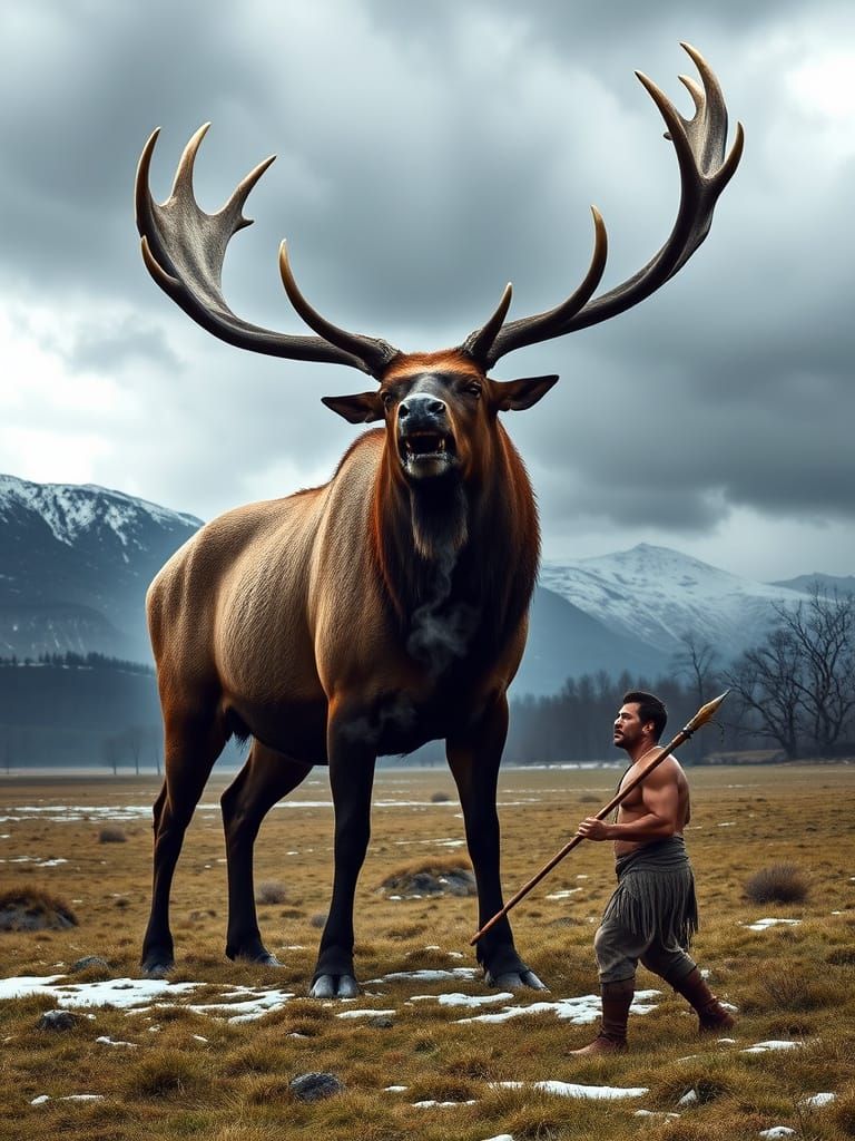 Angry Irish Elk Dominates Ice Age Landscape