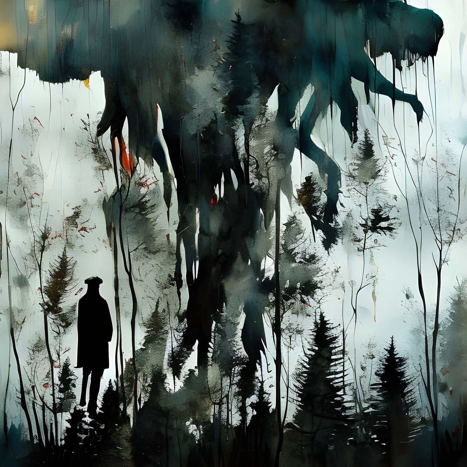 Boy and Monster in Sinister Oil Painting