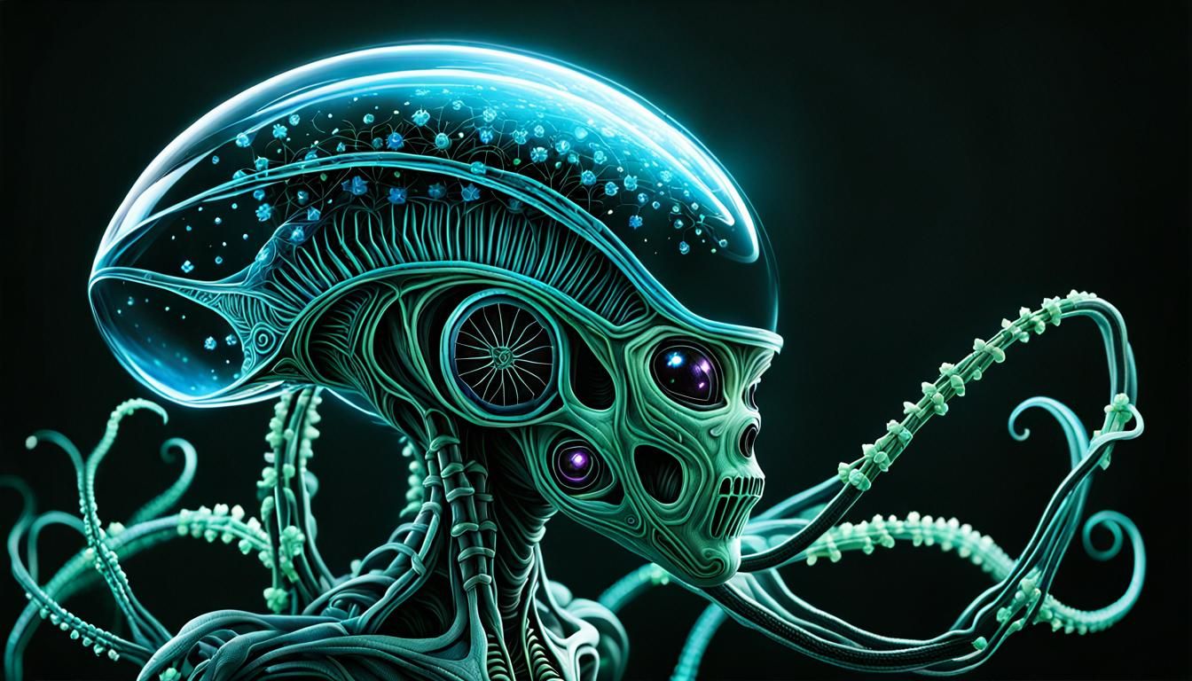 Bioluminescent Alien Floral Tesseract: A Borg Landscape