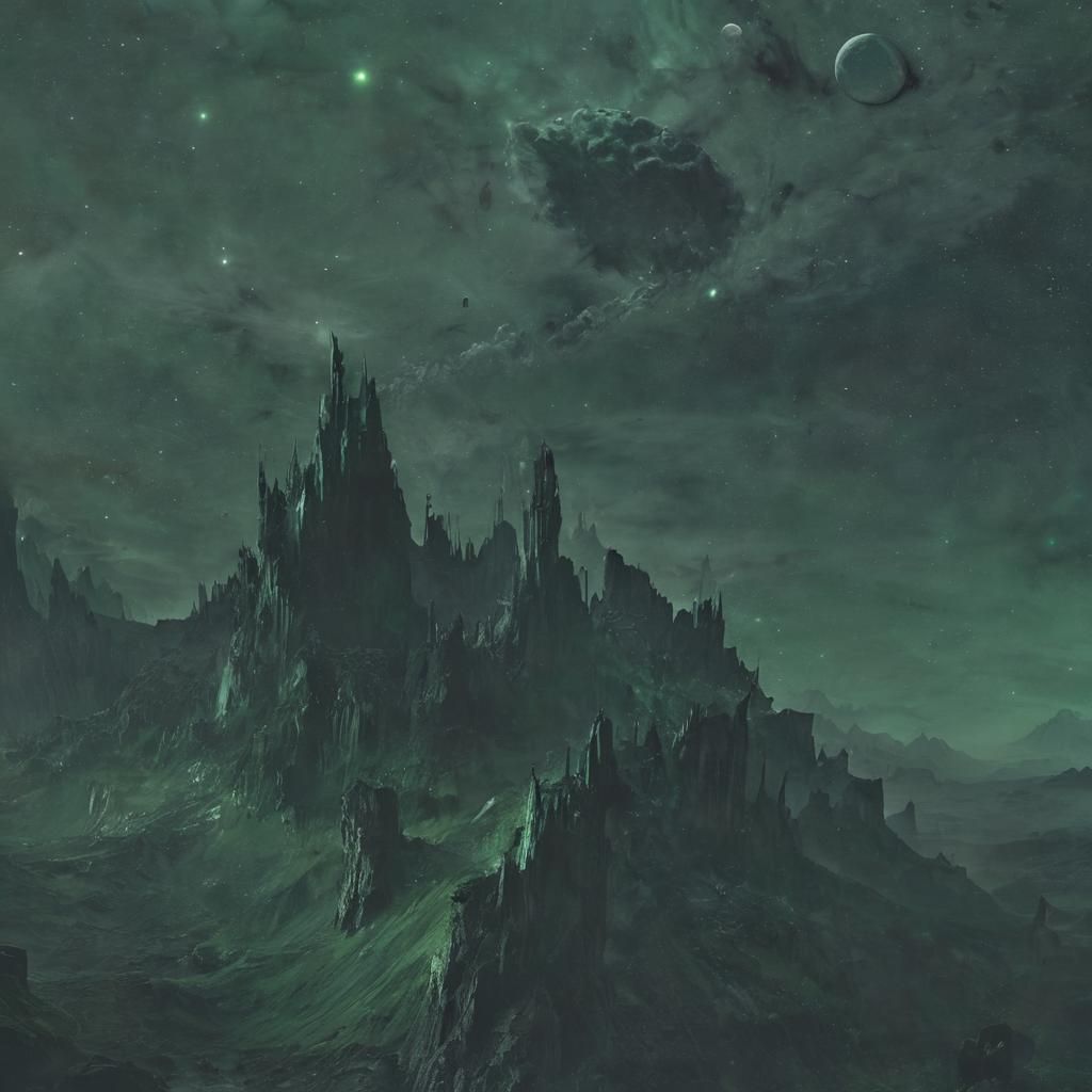 Majestic Cosmic Scene in Dark Ambient Style