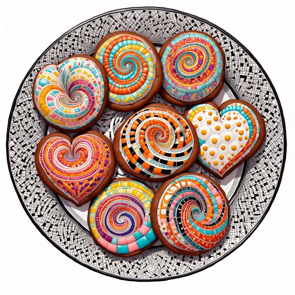 Surreal Zentangle Cookies in a Dazzling Plate