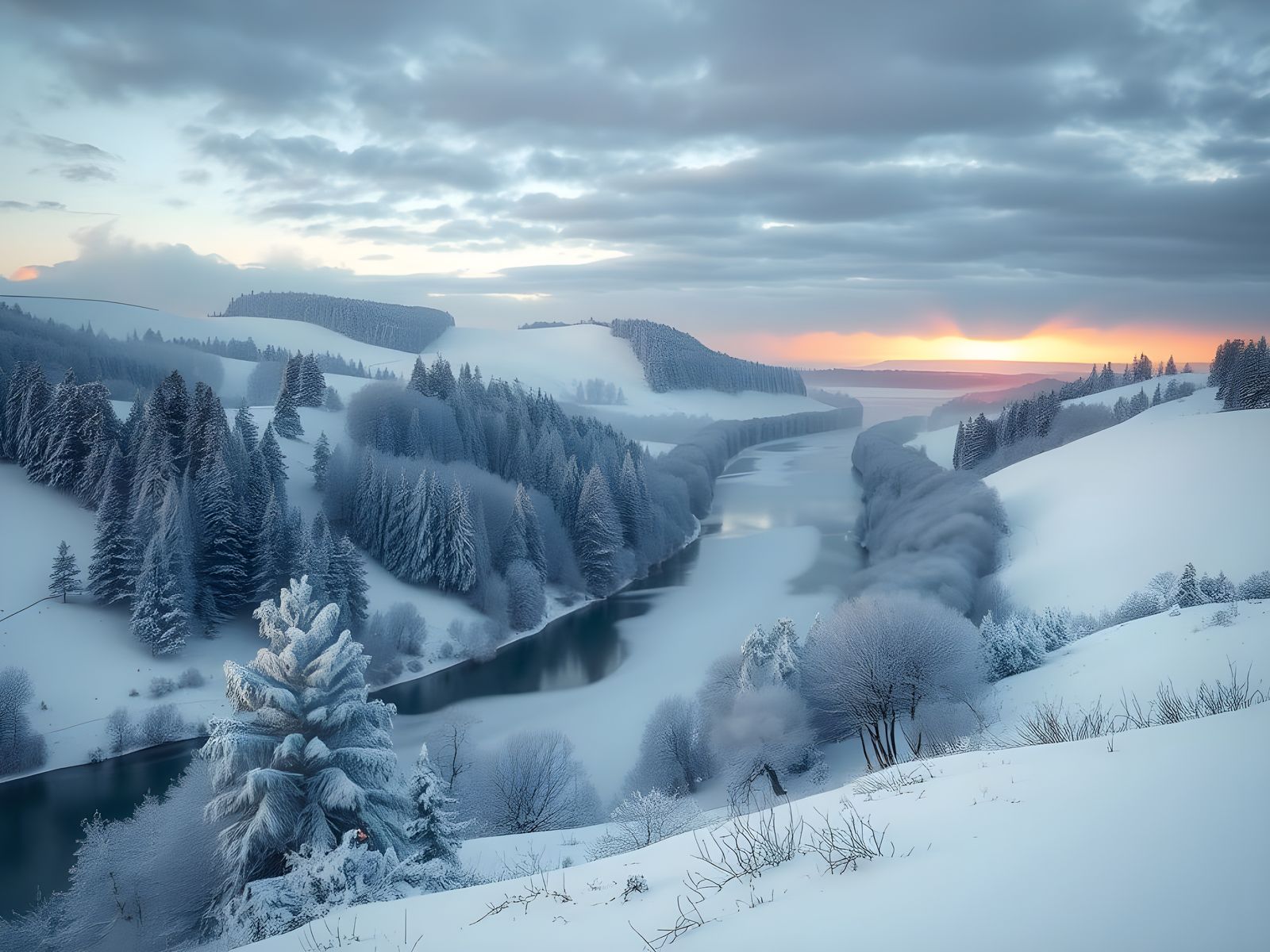 Winter Wonderland Landscape in Hyperrealistic HDR