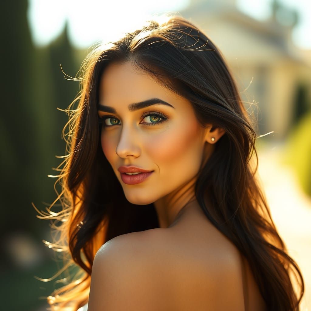 Elegant Woman in Sunlit Serenity