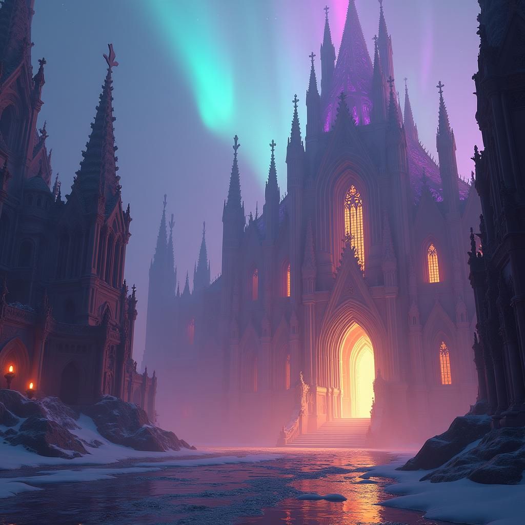 Mystical Realm with Gothic Architecture in Unreal Engine
