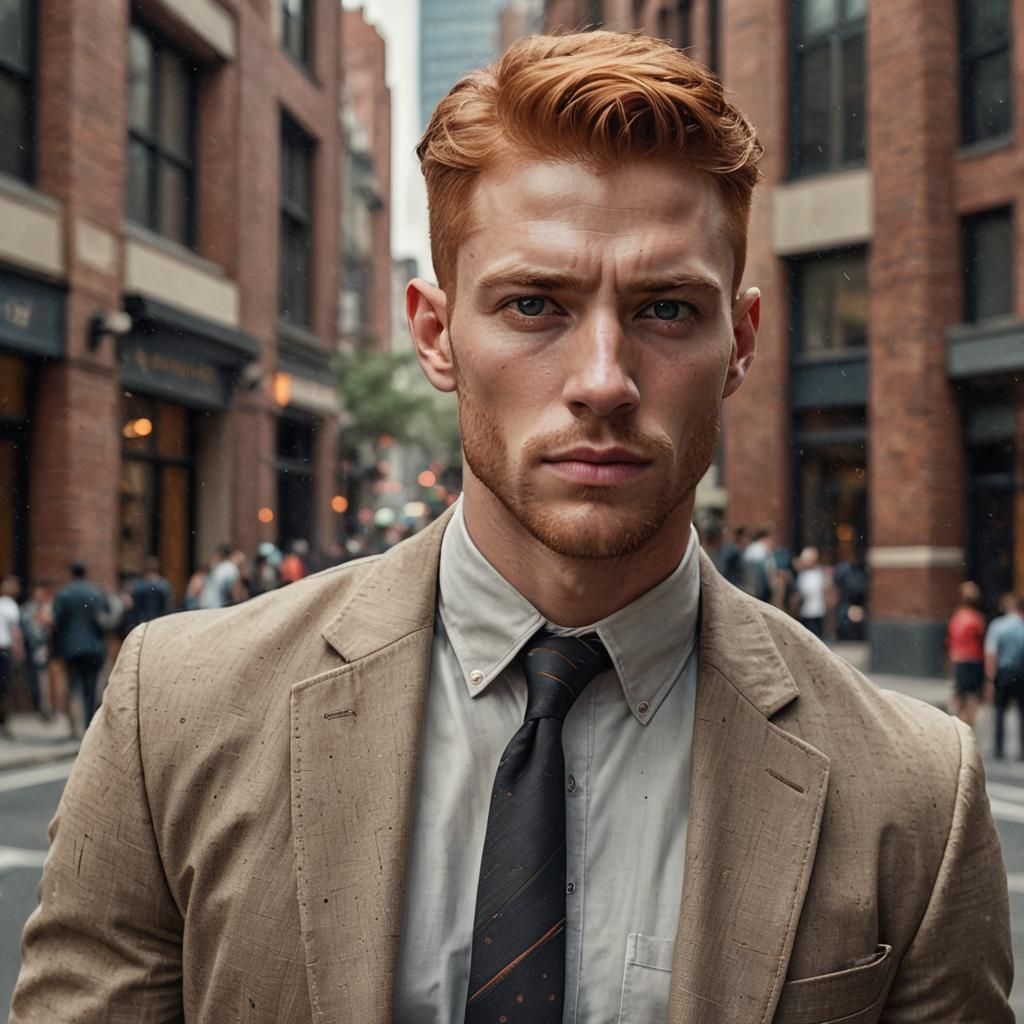 Hyperrealistic Portrait of a Ginger-Haired American Male