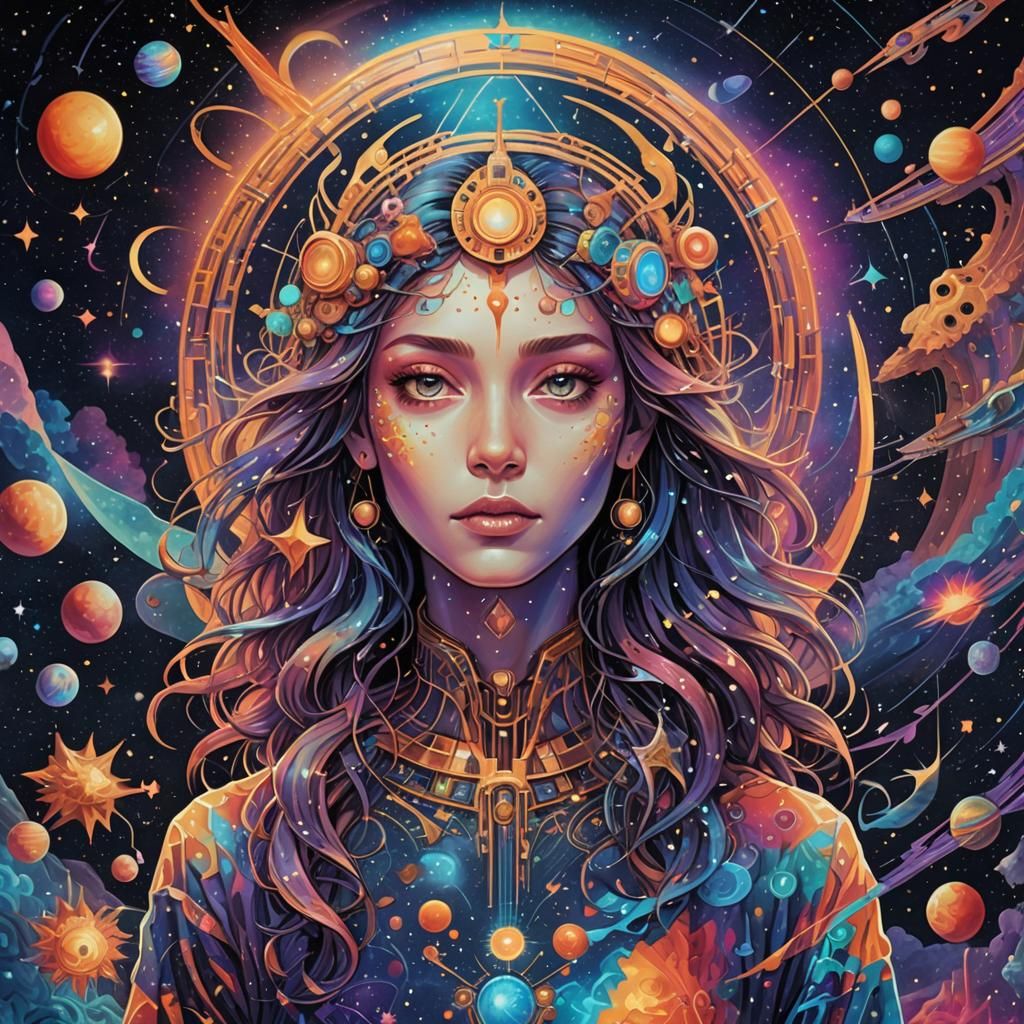 Holographic Astral Music Studio Illustration