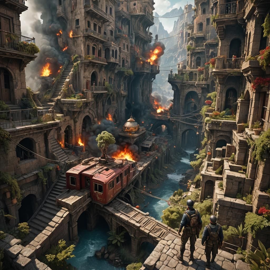 Soldier in D-Day Battle: Detailed Matte Painting