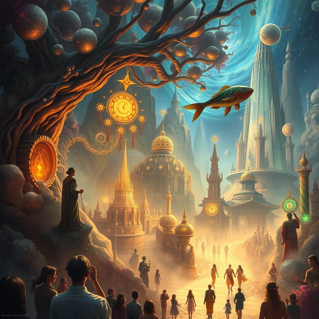 Divine Family in Dreamlike Fantasy Realm