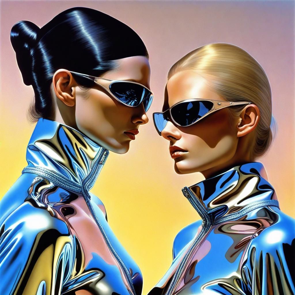 1970s Supermodels Wearing Fendi, Photorealistic Surrealism