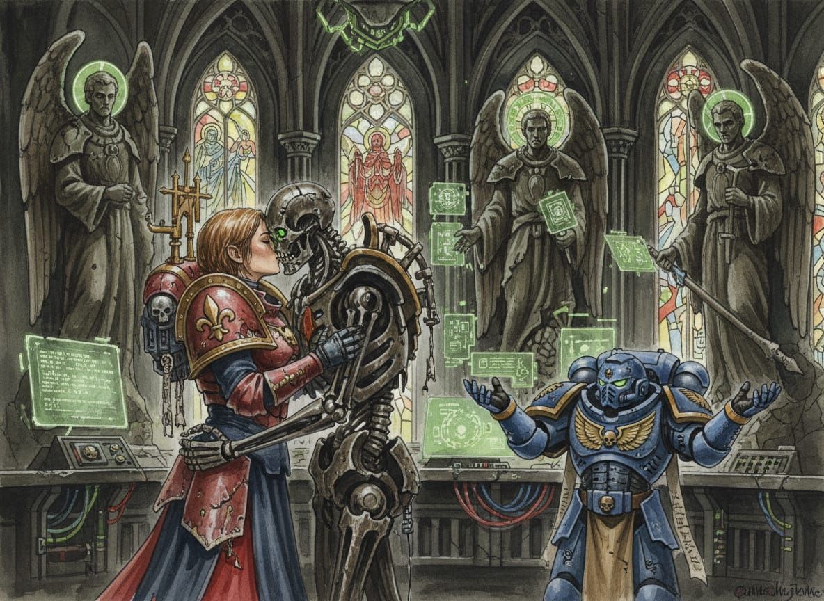 Warhammer 40k: Sister of Battle Kisses Necron Warrior