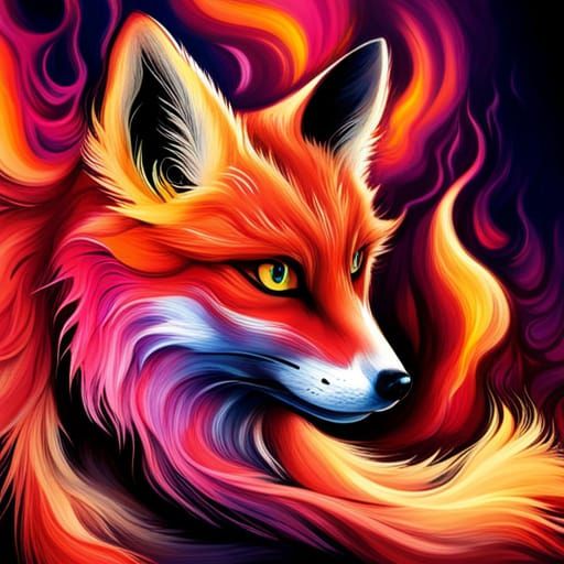 Colorful Kitsune Fox Folk in Graffiti Art Style