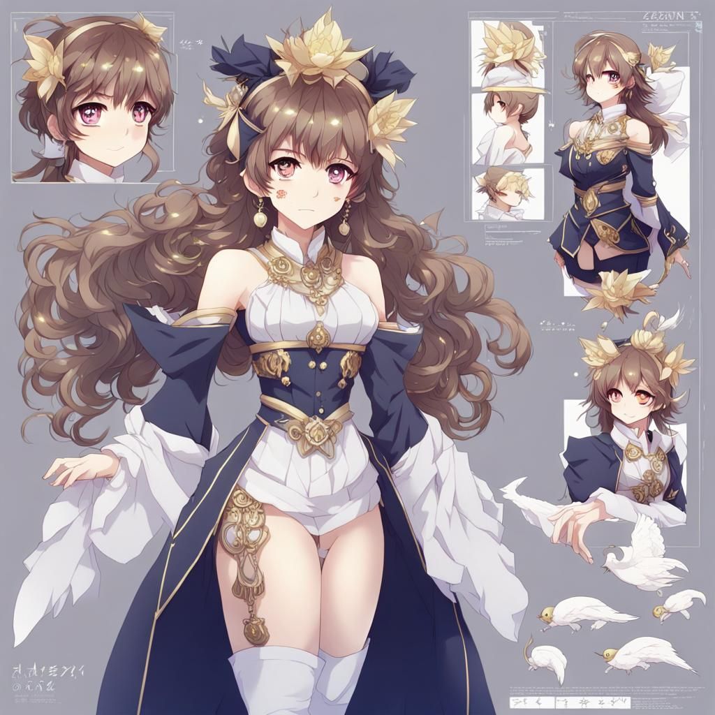 Elegant Anime Fantasy Character Reference Sheet
