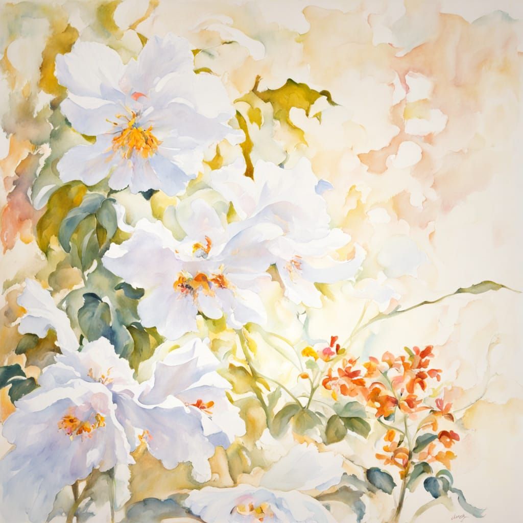 White and Cream Masterpiece in Gouache Style