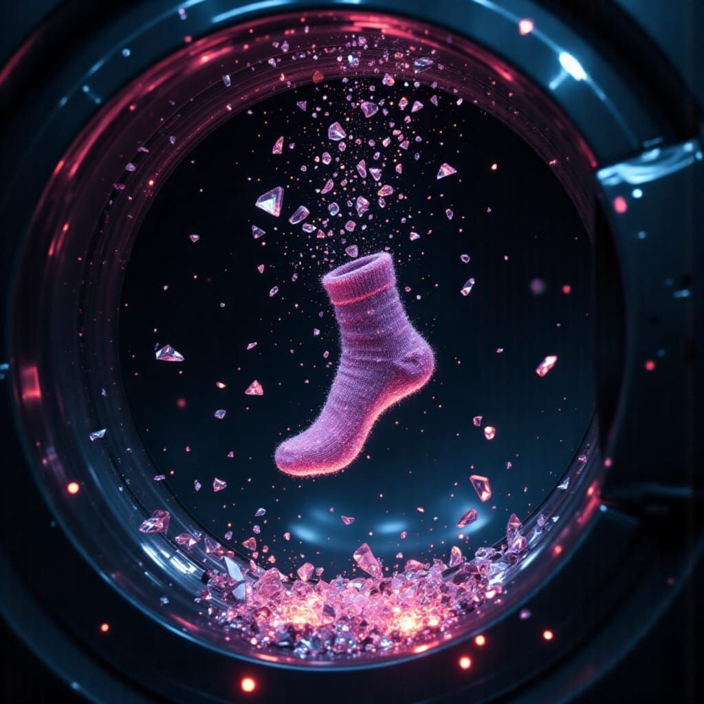 Lonely Sock Vanishing into Dryer Portal