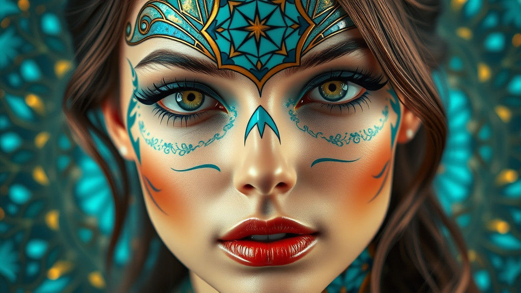 Woman with Geometric Stained Glass Face