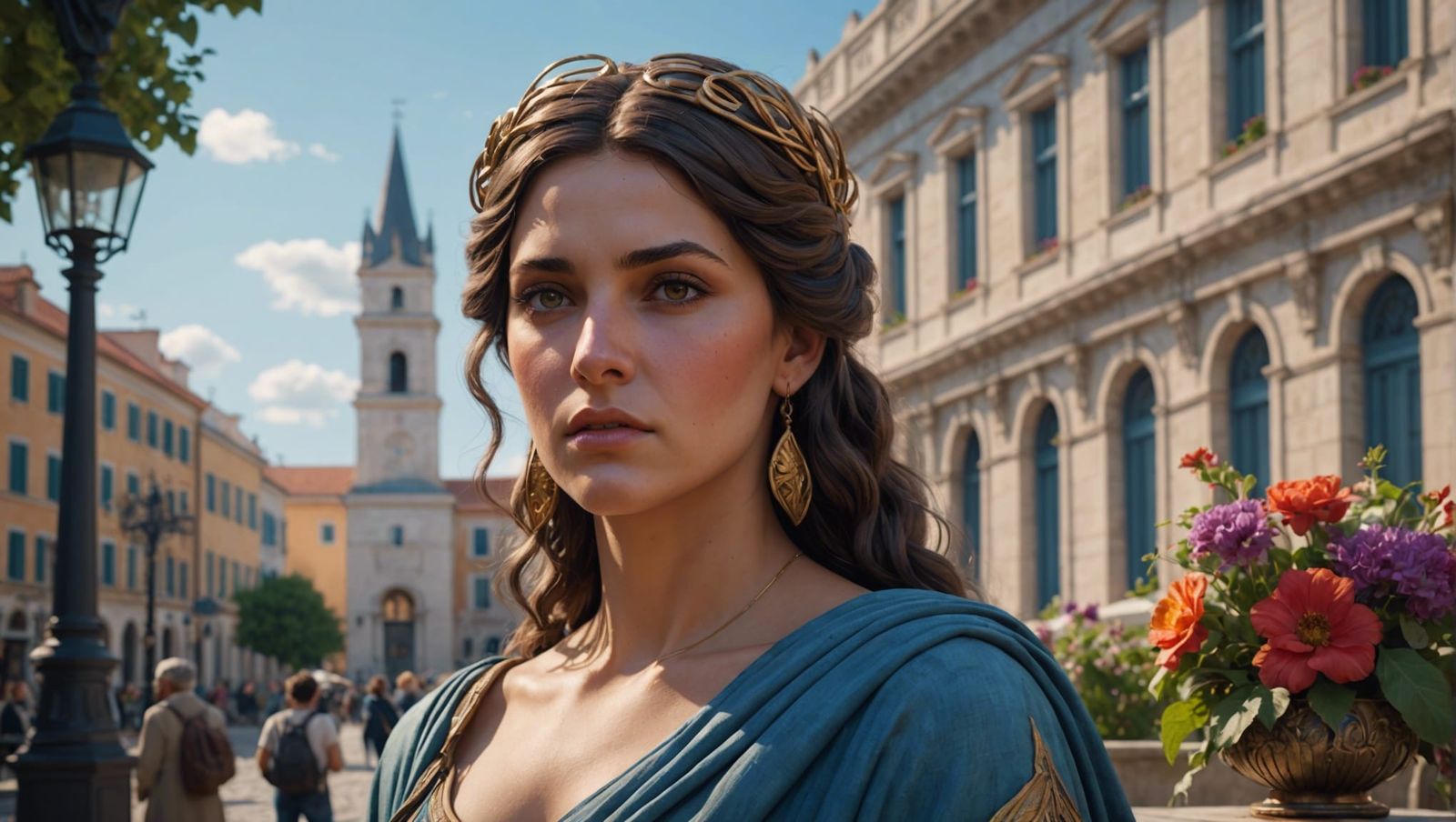 Greek Woman Portrait in Hyperdetailed Digital Art Style