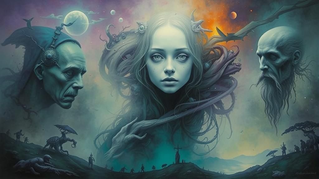 Surreal Vision: Vermillion and Verdigris Dreamscape